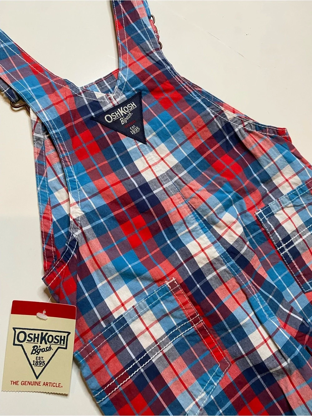 NWT Osh Kosh Plaid Bib Overalls Sz 18 months Shorts Boys Girls New With Tags
